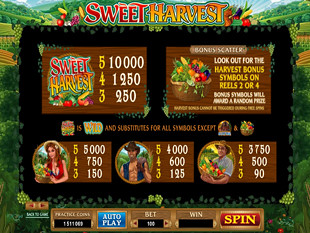 free Sweet Harvest slot payout