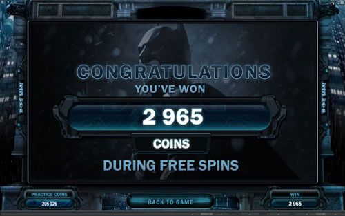 free The Dark Knight Rises slot Free Spins prize
