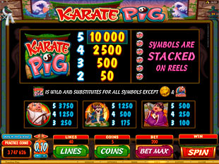 free Karate Pig slot payout
