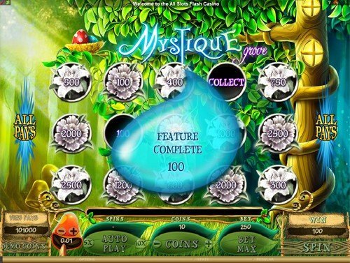 free Mystique Grove slot bonus feature prize