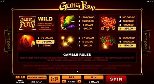 free Gung Pow slot game payout