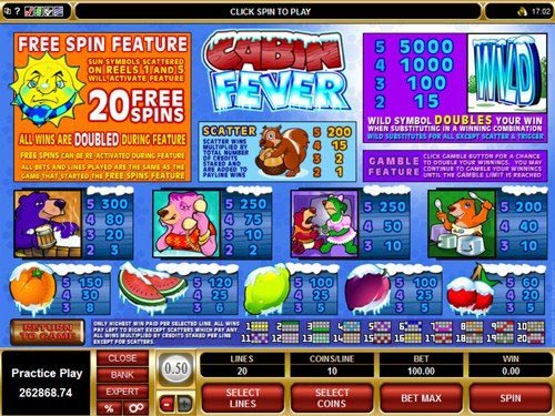 free Cabin Fever slot game payout