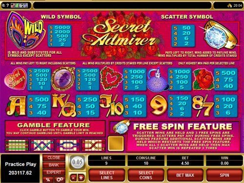 free Secret Admirer slot game payout