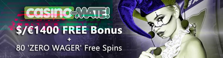 $/€1400 Bonus + 80 ZERO WAGER Free Spins