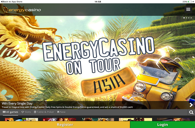 play energy casino app on iPad