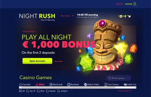 NightRush Casino Home
