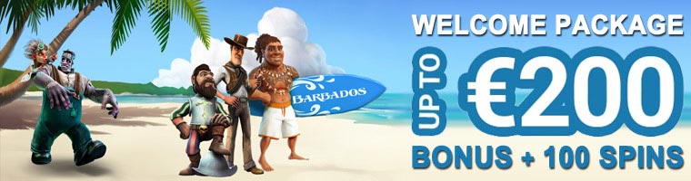 up to 100% up to €200 Bonus + 100 Spins Welcome from Barbados Casino